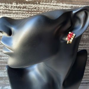 Vintage Rhinestone Twist Clip On Earrings